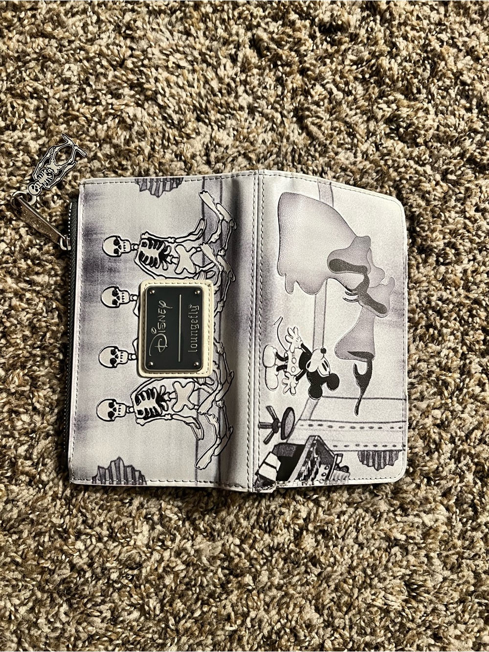 Loungefly Gray Disney Skeletons & Mickey Zip Wallet